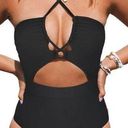 Cupshe NWT  One Piece Swimsuit Plunge Neckline Cutout Criss Cross black size L Photo 0