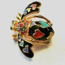 Joan Rivers NEW  Pave Crystal BEE PIN Brooch HEARTS Lots Of Love Black Enameled! Photo 0