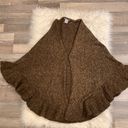 CAbi  #757 sweater knit ruffled shawl cape poncho wrap one size brown Photo 5