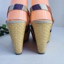 Anne Klein  Fortuna Stripe Fabric Slingback Rattan Wedge Sandals Boho 6M Photo 3