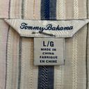 Tommy Bahama  Women's 3/4 Sleeve Striped Linen Tunic Top L Lace Up V Neck Boho Photo 6