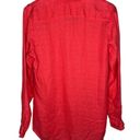 Coldwater Creek 100% Linen Textured Long Sleeve Coral Button Up Collared Blouse Photo 1