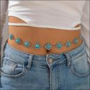 Boho Turquoise Waist Chain Vintage Adjustable Metal Chain Belt Western Faux Fashion Body Jewelry Silver Photo 7