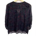 Mango  Sheer Black Boho Floral Peasant Blouse Photo 5