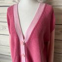 Talbots Pink Colorblock Shaker Stitch V Neck Button Down Cardigan Sweater Photo 1