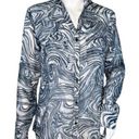 Grayson Shirt Womens Medium Gray Blue Swirl Sheer Career Work Casual Versatile Photo 0