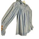 Endless Rose NWOT  Women Small Blue Off Shoulder Blouse Eyelet Top Embroidered Photo 8