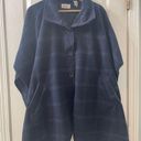 Moda Le  Blue‎ Plaid Button Front Poncho Style Sweater One Size Womens Photo 0