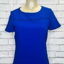 Badgley Mischka  Belle Womens Blue Colorblock Pleated Shift Dress Size 6 Photo 2