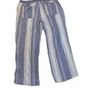 Old Navy  Blue White Striped Wide Leg Pants Linen Blend Size XL Elastic Waist Photo 5