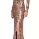 Eliza J  Women's Sequined V-Neck Draped-Bodice Gown Taupe Sz 6 Photo 2