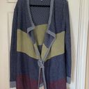 CAbi  Striped Chunky Blanket Front Knit Cardigan Sweater Safety Pin Size Large Photo 8