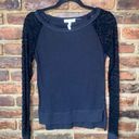 Aeropostale  Black Long Lace Sleeve Blouse Women's Size XS Photo 0