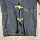 Ralph Lauren Vtg  Denim Jacket Chore Barn Coat Hooded Wood Toggle Womens L Trench Photo 2