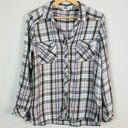 Joie Soft  | Tan and Black Plaid Button Down Long Sleeve Top Size Medium Photo 4