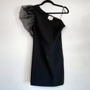 Cinq à Sept Cinq a Sept One Shoulder Tulle Puff Sleeve Black Dress Photo 5