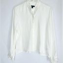 J.Crew  Drapey Ruffle Trim Ivory Viscose Blend Button Down Blouse Shirt Size M Photo 13