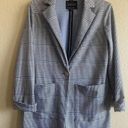 Sanctuary Anthro  Houndstooth Editor Plaid Oversized Blazer SZ XS Blue Photo 1