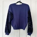 Lush Clothing Lush | Round Neck Sequin Sleeve Sweater in Blue Photo 4