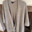 American Eagle  Grey Knit Sleeved Poncho size One Size with Fringe Photo 4