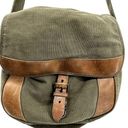 L.L.Bean  Messenger Bag Satchel Crossbody Buckle Adjustable Canvas Green Brown Photo 0