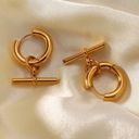 18K Gold Geometric Hoop Earrings, Stud Earrings, Women Earrings Photo 3
