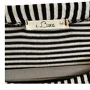 Luna e.  Women's Medium Black and White Striped Peplum 3/4 Sleeve Blouse Photo 3