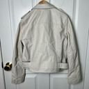 All Saints Leather Biker Balfern Belted Hem Zip Up Long Sleeve Jacket Ivory 10 Photo 8