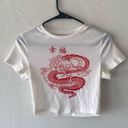 SheIn  Baby tee t-shirt white shirt top with red dragon Asian lettering Photo 1