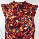 Lily White burgundy high neck paisley print top with keyhole back size medium Photo 1