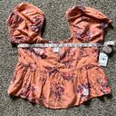 Abound NWT  Orange Floral Print Puff Sleeve Top Size Medium Photo 8