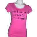 Cato  Pink Graphic T Shirt She Believed She Could So She Did Cotton Modal Small Photo 0