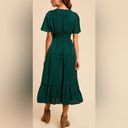 In Loom ✨EUC✨ Whitney Washed Satin Ruffled Smocked Bodice Midi Dress in Hunter Green Photo 2