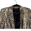 ZARA  Open Snake Skin Satin Lined Faux Leather Trim Blazer Shoulder Pads M Tan Photo 7