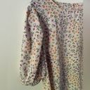 Elodie  White Floral Top with Balloon Sleeves and Keyhole Button Back in Size M Photo 3