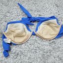 Victoria's Secret  Vintage 90s Y2K Blue Ribbed Underwire Swim Bikini Top Size 34C Photo 2