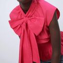 ZARA  Hot Pink Poplin Cotton Bow Sleeveless Blouse Size Medium Photo 0