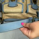 Coach Blue & Tan Legacy Double Pockets Turn Lock Satchel Canvas & Leather #13102 Photo 5