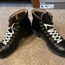 American Eagle  Womens Size 8 Faux Leather Boots Black Lace Up Lug Sole Photo 1