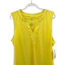 st. john's bay -NWT-Women's Yellow Sleeveless Tab Collar Button Top-Size Large Photo 4