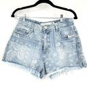 Indigo Rein NWT  Boho Denim Super Hi Rise Paisley Cut Off Shorts Size 9 light was Photo 0