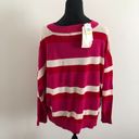 Band of Gypsies  Womens Sweater Medium Pink Stripe Dolman Sleeve Oversized NWT Photo 2