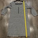 J.Crew  Size M Black & Shirt Striped Long Sleeve Midi Dress Women's Zip Front Photo 7