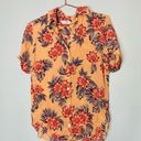 Equipment  Essential Peach Floral Print Crepe de Chine Button Front Shirt Size XS Photo 0