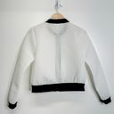 BCBGeneration  White & Black Mesh Cropped Bomber Jacket Size Small Photo 2