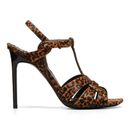 Saint Laurent  YSL Tribute 105mm Leopard-Print Calf Hair Open Toe Pumps New 39.5 Photo 1