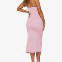 None LYANER Women's Spaghetti Straps Split Hem Sleeveless
Zipper Bodycon Midi Dress Photo 1