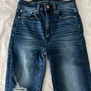 American Eagle Dark Wash Super High-Waisted Destroyed Jeggings Photo 2