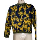 Ramy Brook  Sandi Floral Blue and Gold Crop Sweater sz M Photo 2