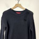 n:philanthropy  Distressed Knit Sweater Womens Size Small Black Cotton Blend Photo 3